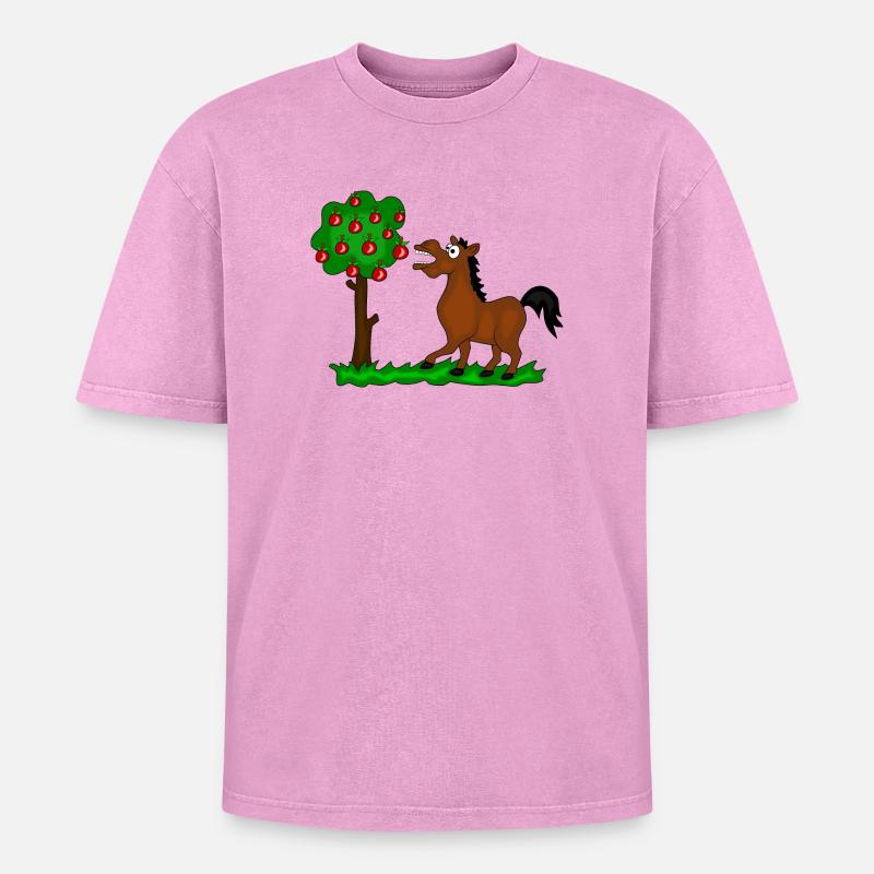 pferd baum - Oversized Unisex Premium Acid-Washed T-Shirt - Pink Acid Wash