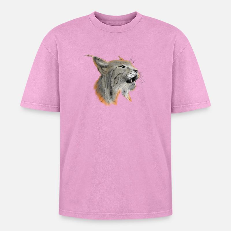 Luchs - Oversized Unisex Premium Acid-Washed T-Shirt - Pink Acid Wash