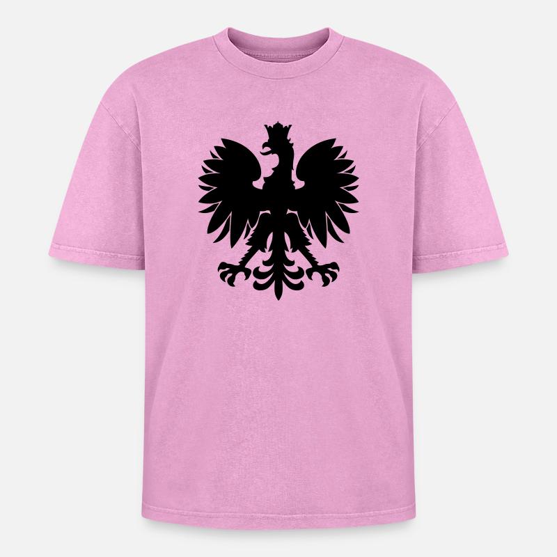 polish eagle - Oversized Unisex Premium Acid-Washed T-Shirt - acid washed pink