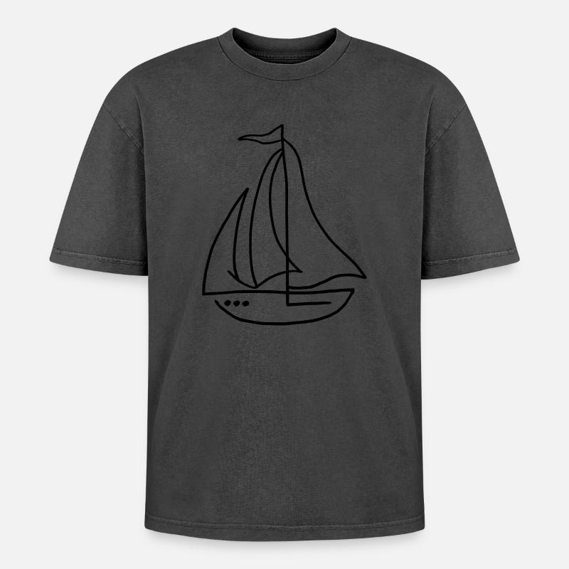 Sailboat sailing ship - Oversized Unisex Premium Acid-Washed T-Shirt - undefined