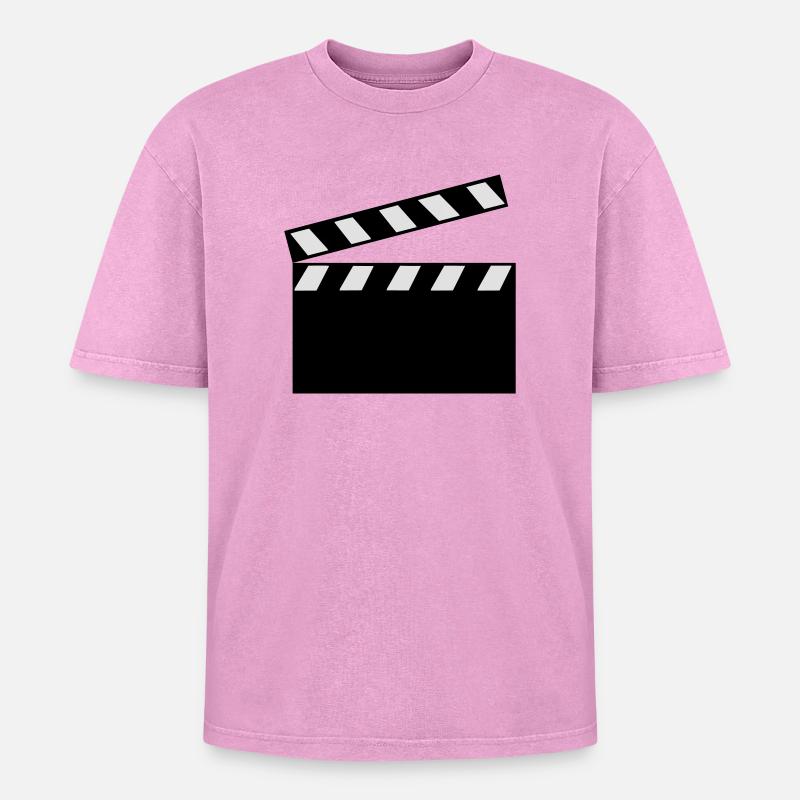 Clapper Board - Oversized Unisex Premium Acid-Washed T-Shirt - acid washed pink