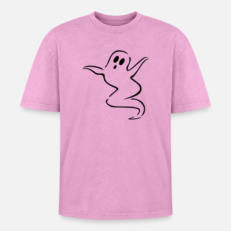 ghost - Oversized Unisex Premium Acid-Washed T-Shirt - acid washed pink