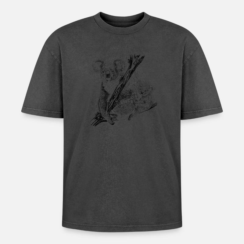 Koala - Oversized Unisex Premium Acid-Washed T-Shirt - Pink Acid Wash