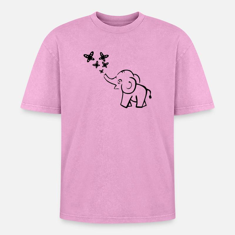 elephant - Oversized Unisex Premium Acid-Washed T-Shirt - acid washed pink