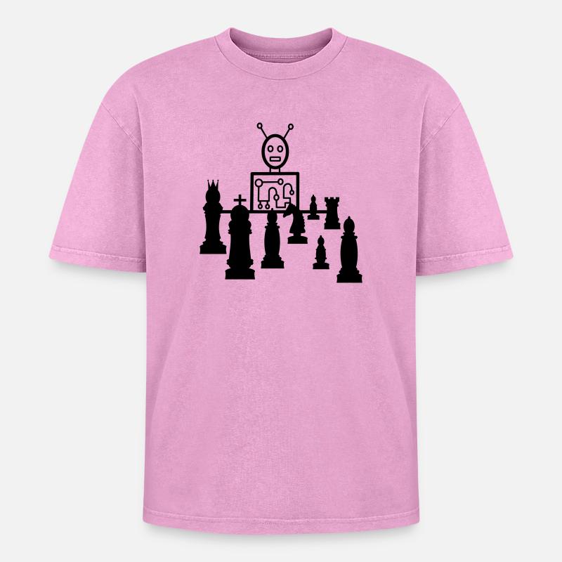 schach computer - Oversized Unisex Premium Acid-Washed T-Shirt - Pink Acid Wash