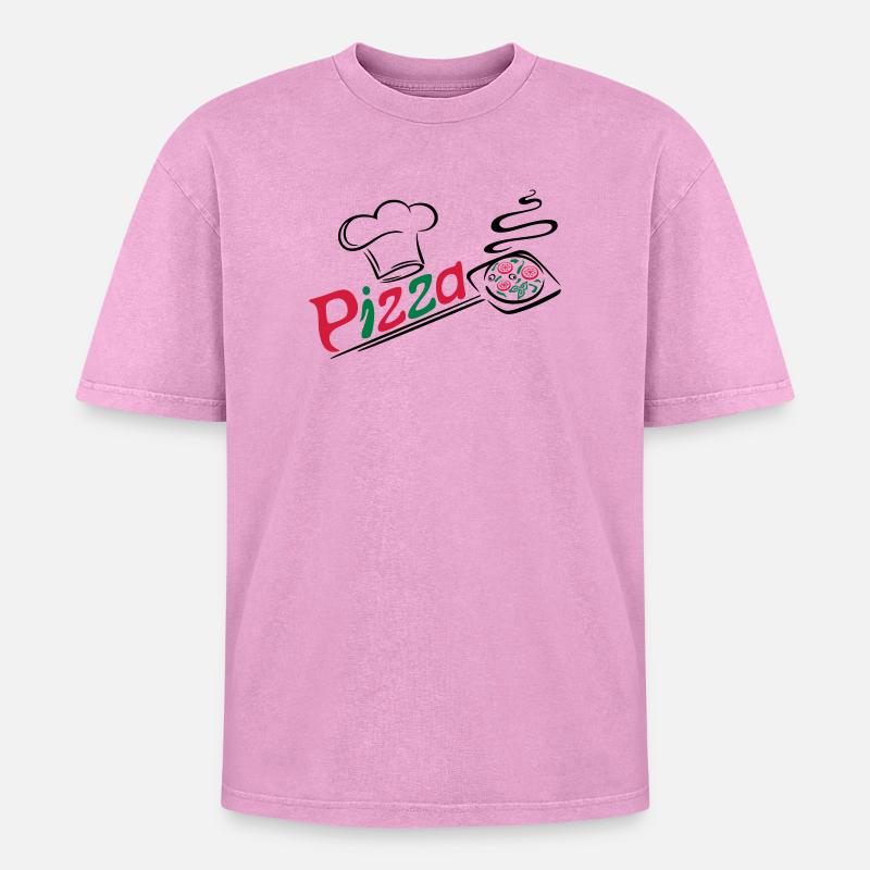 Pizza baker with cooking cap - Oversized Unisex Premium Acid-Washed T-Shirt - acid washed pink