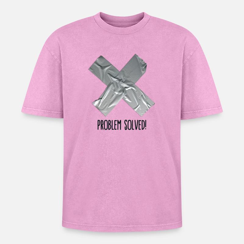 Problem Solved Duct tape - Oversized Unisex Premium Acid-Washed T-Shirt - Pink Acid Wash