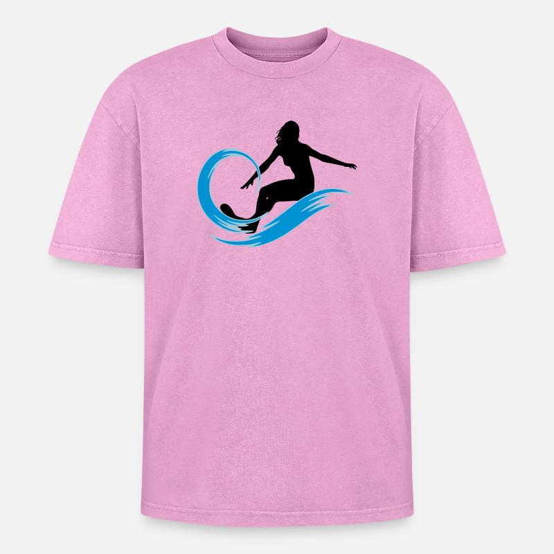 surfeuse - T-shirt Premium unisexe oversize acid-washed - rose délavé acide