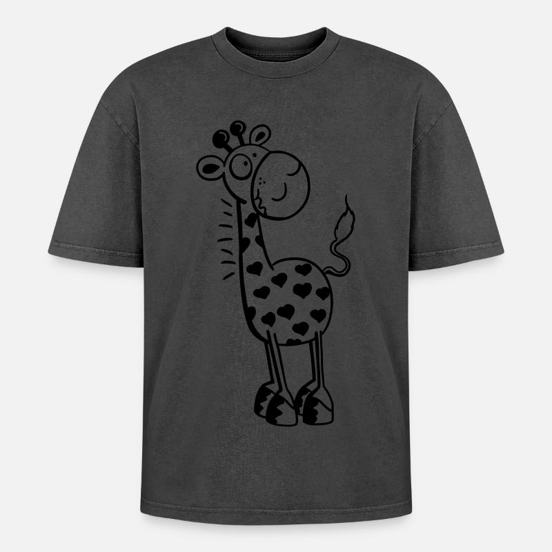 Herzliche Giraffe - Giraffen - Tiere - Comic - Oversized Unisex Premium Acid-Washed T-Shirt - undefined