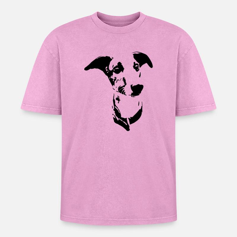 Whippet head - Oversized Unisex Premium Acid-Washed T-Shirt - acid washed pink
