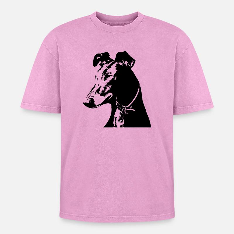 Galgo head - Oversized Unisex Premium Acid-Washed T-Shirt - acid washed pink