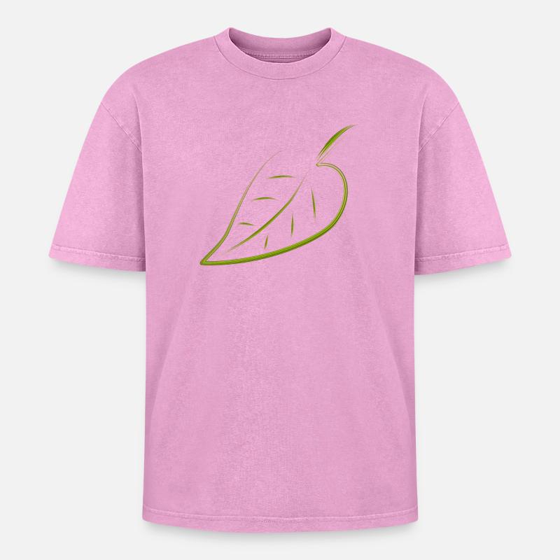 leaf - Oversized Unisex Premium Acid-Washed T-Shirt - acid washed pink