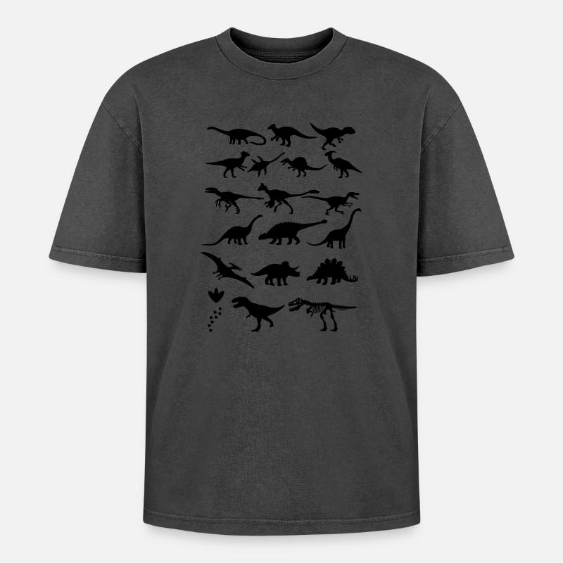 Dinosaurs - Oversized Unisex Premium Acid-Washed T-Shirt - undefined