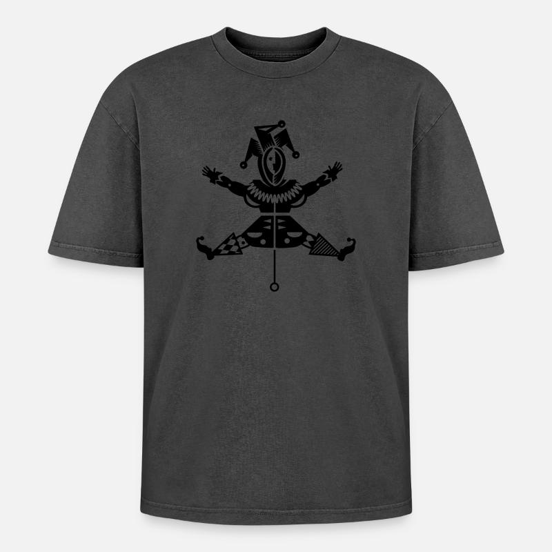 Jumping jack with jester hat - Oversized Unisex Premium Acid-Washed T-Shirt - undefined