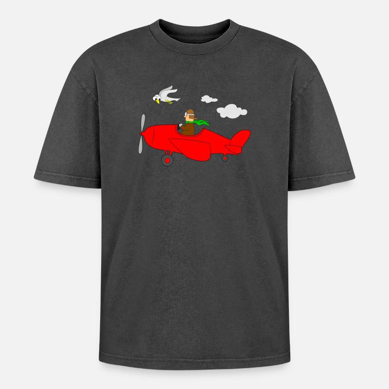 Flugzeug Pilot - Oversized Unisex Premium Acid-Washed T-Shirt - undefined