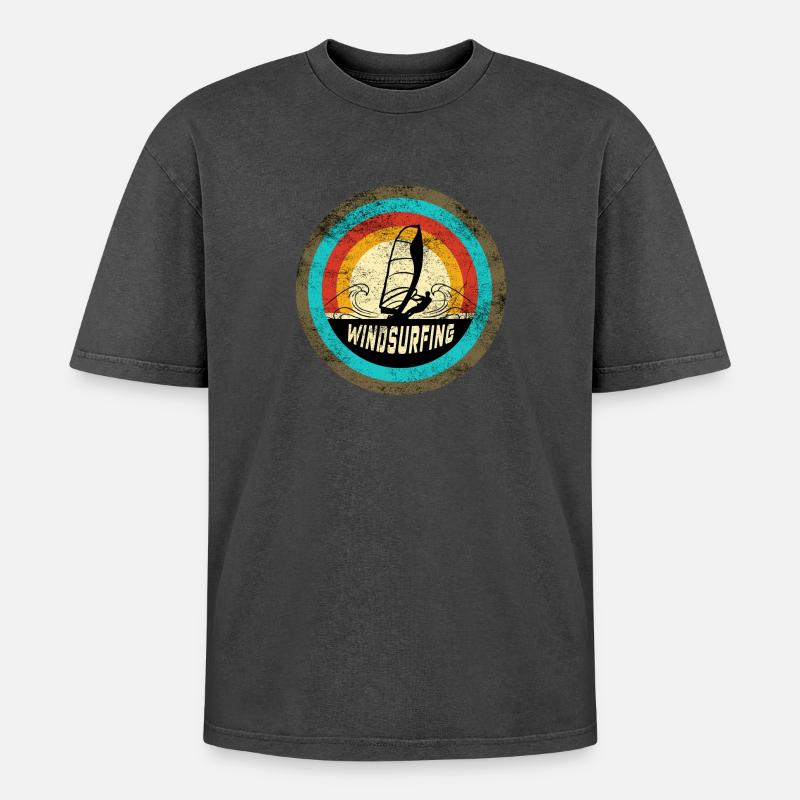 Windsurfing Design - Oversized Unisex Premium Acid-Washed T-Shirt - undefined