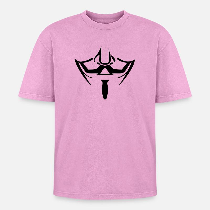 Anonymous Maske - Oversized Unisex Premium Acid-Washed T-Shirt - Pink Acid Wash