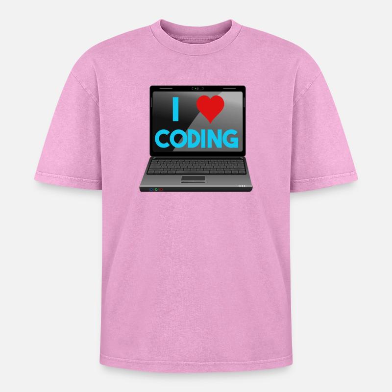 Programmation, programmeurs, informaticiens - T-shirt Premium unisexe oversize acid-washed - rose délavé acide