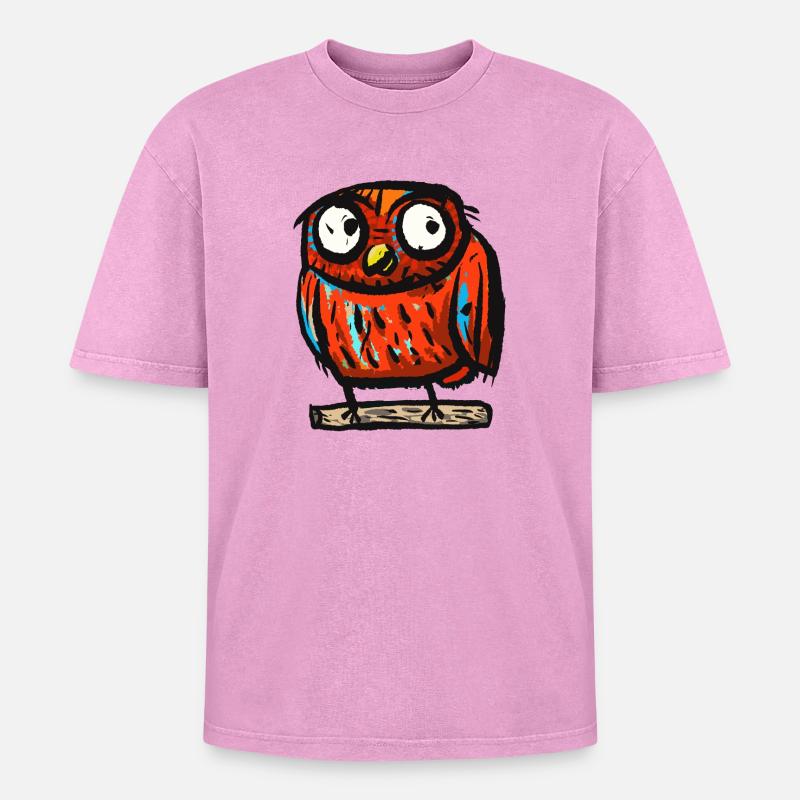 Eule - Oversized Unisex Premium Acid-Washed T-Shirt - Pink Acid Wash