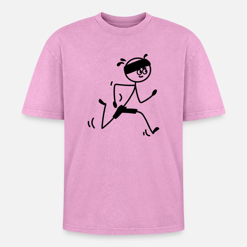 Läufer jung oder Mann mit Schweißband - Oversized Unisex Premium Acid-Washed T-Shirt - Pink Acid Wash