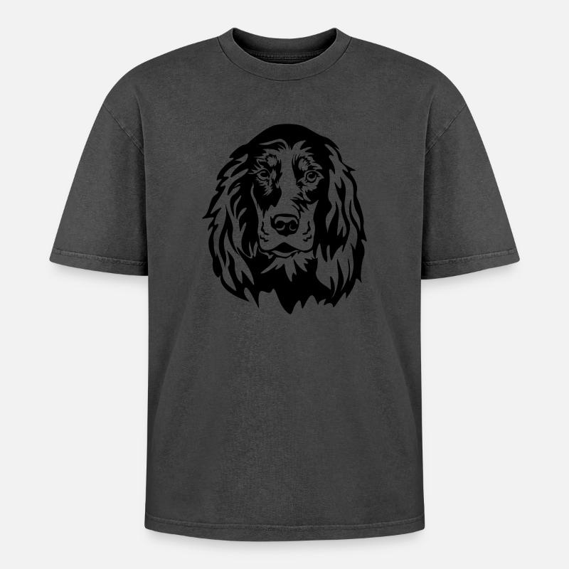 Gordon Setter Head - Oversized Unisex Premium Acid-Washed T-Shirt - undefined