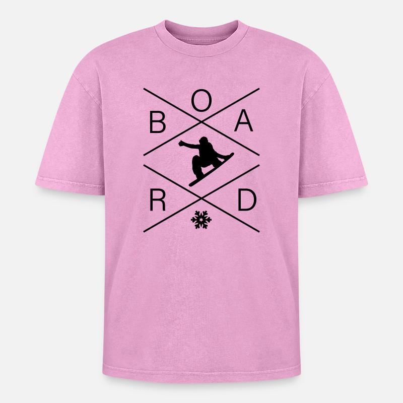 BOARD - Oversized Unisex Premium Acid-Washed T-Shirt - Pink Acid Wash