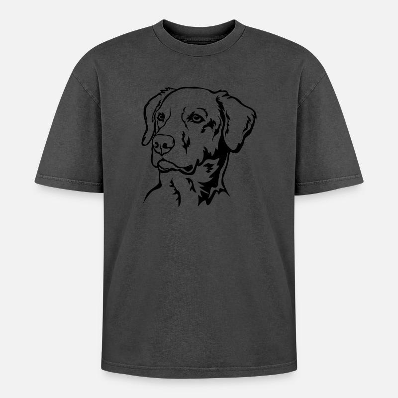 Labrador Kopf - Oversized Unisex Premium Acid-Washed T-Shirt - Pink Acid Wash