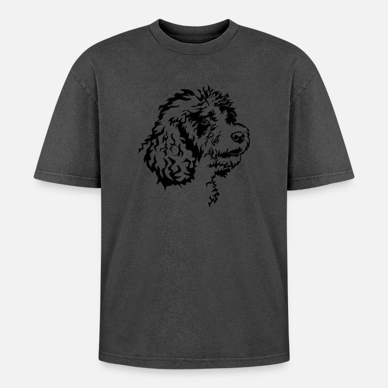 Spanischer Wasserhund Kopf - Oversized Unisex Premium Acid-Washed T-Shirt - undefined