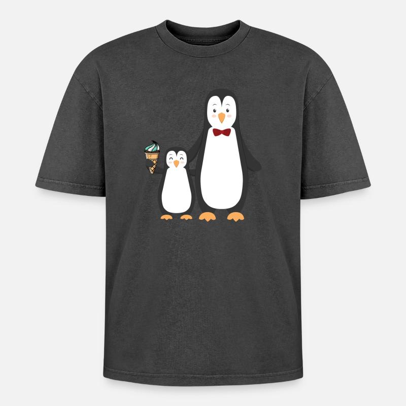 Pinguin Pinguine mit Eis - Oversized Unisex Premium Acid-Washed T-Shirt - undefined