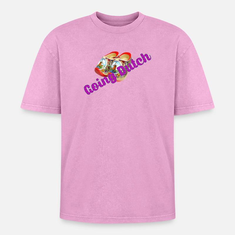 Going Dutch - Oversized Unisex Premium Acid-Washed T-Shirt - acid washed pink