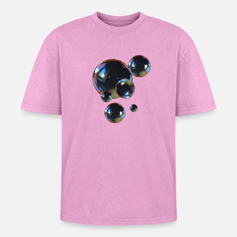 Reflective bubble art - Oversized Unisex Premium Acid-Washed T-Shirt - acid washed pink