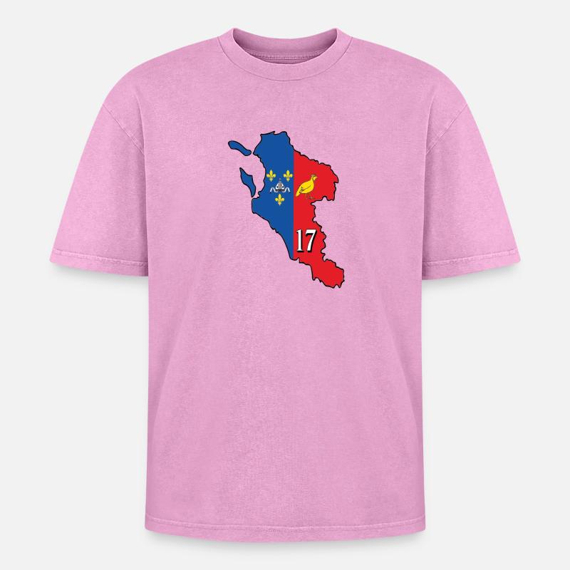 Charente-Maritime - Oversized Unisex Premium Acid-Washed T-Shirt - Pink Acid Wash