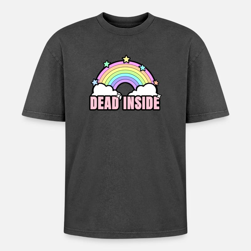 Dead Inside Rainbow - T-shirt Premium unisexe oversize acid-washed - rose délavé acide
