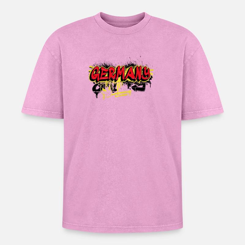 Germany Graffiti Flags Design - Oversized Unisex Premium Acid-Washed T-Shirt - acid washed pink