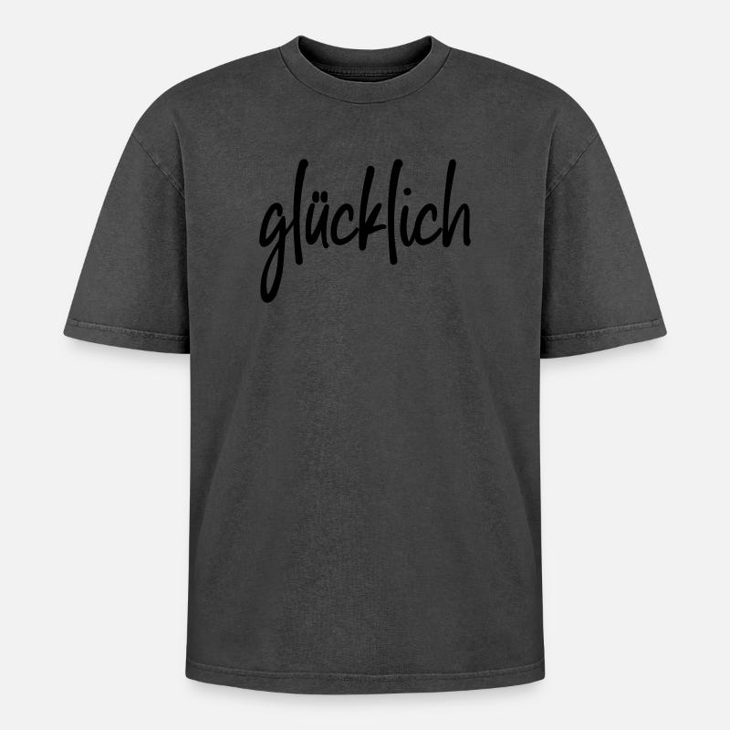 glücklich - Oversized Unisex Premium Acid-Washed T-Shirt - undefined