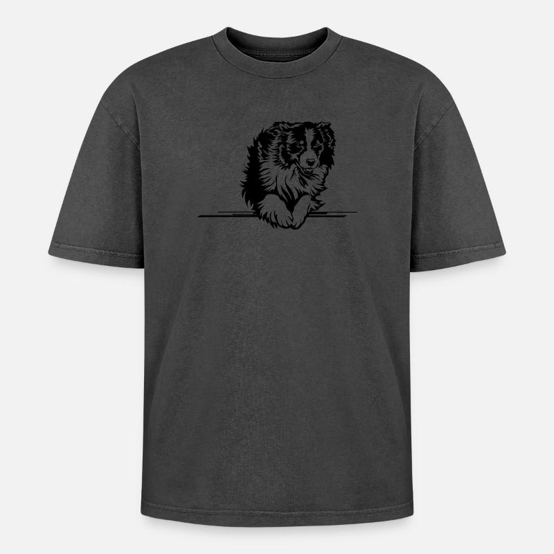 Australian Shepherd - Oversized Unisex Premium Acid-Washed T-Shirt - undefined