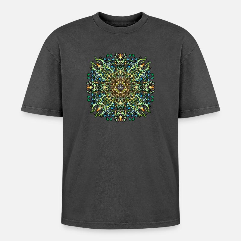 Mandala | Bunt | Leben | Geschenkidee - Oversized Unisex Premium Acid-Washed T-Shirt - undefined