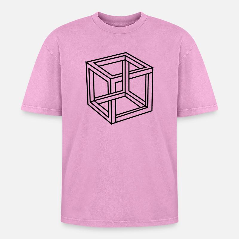 Esher impossible block or square - Oversized Unisex Premium Acid-Washed T-Shirt - acid washed pink