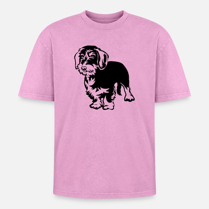 Dackel - Oversized Unisex Premium Acid-Washed T-Shirt - Pink Acid Wash