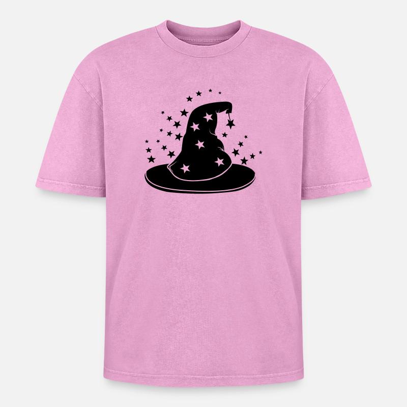 Magical wizard hat with stars - Oversized Unisex Premium Acid-Washed T-Shirt - acid washed pink