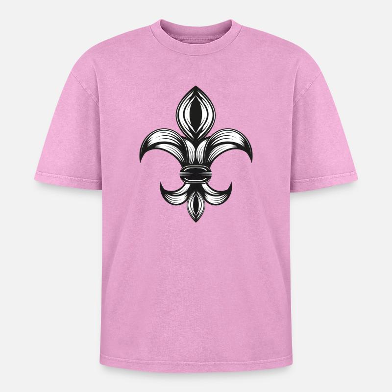 iris stylisé - Fleur-de-Lys - T-shirt Premium unisexe oversize acid-washed - rose délavé acide