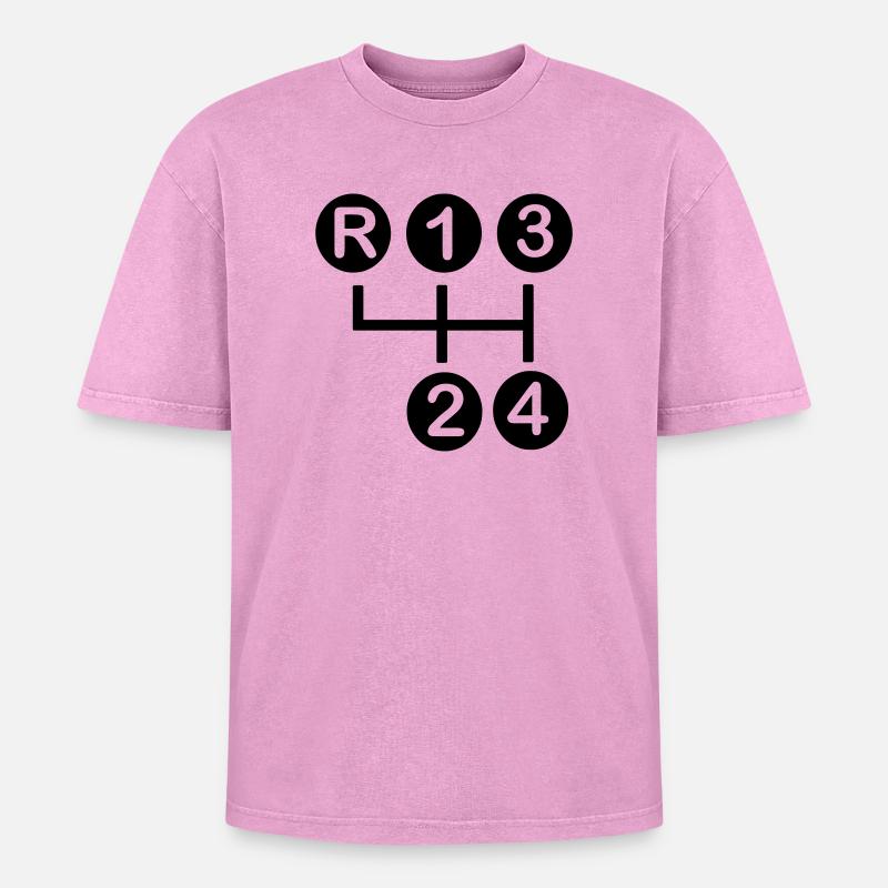 Gearbox 4 speed - Oversized Unisex Premium Acid-Washed T-Shirt - acid washed pink