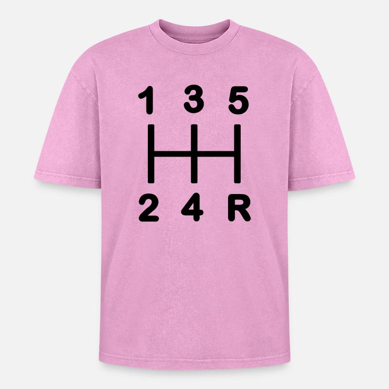Five-speed gearbox - Oversized Unisex Premium Acid-Washed T-Shirt - acid washed pink