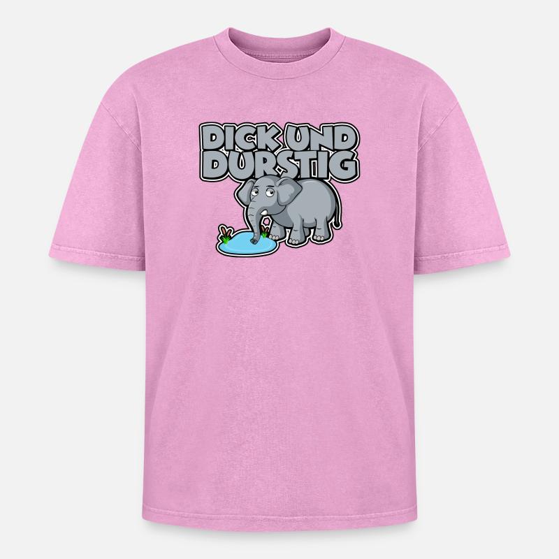 Dick und durstig - Oversized Unisex Premium Acid-Washed T-Shirt - Pink Acid Wash