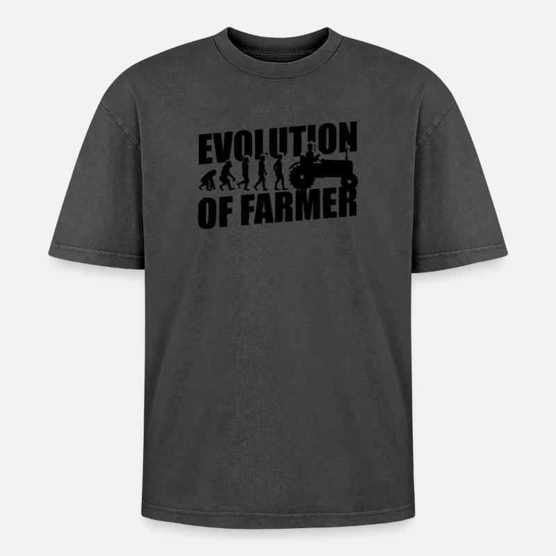 Evolution des Landwirtes Farmer Traktor - Oversized Unisex Premium Acid-Washed T-Shirt - undefined