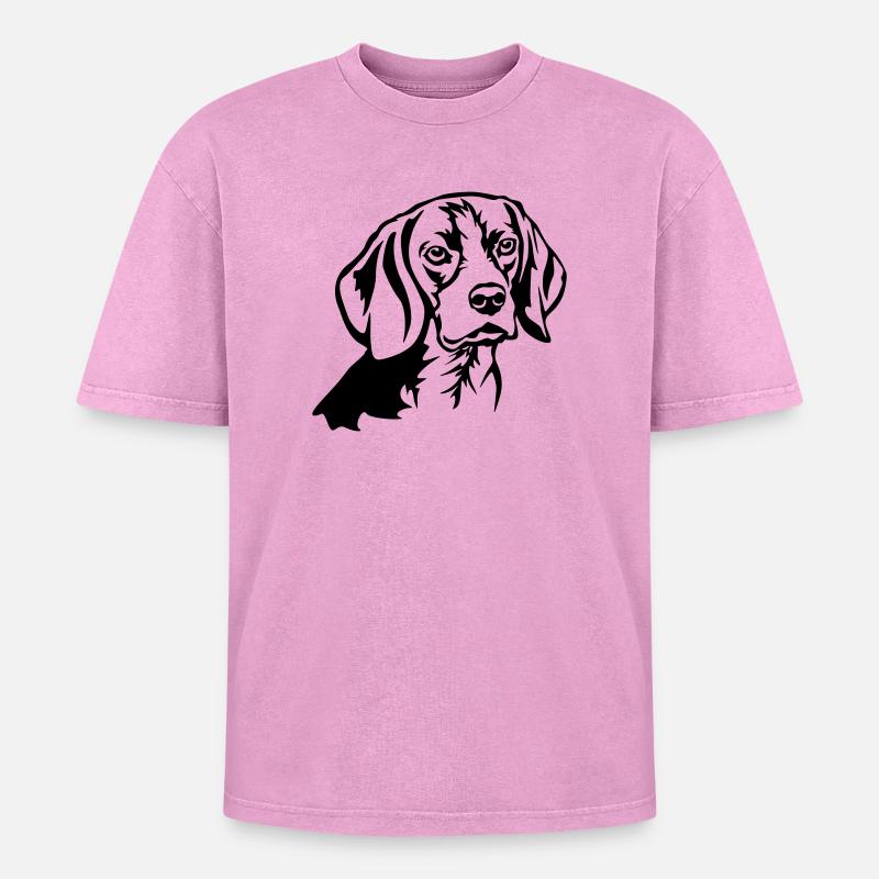 Beagle Head - Oversized Unisex Premium Acid-Washed T-Shirt - acid washed pink