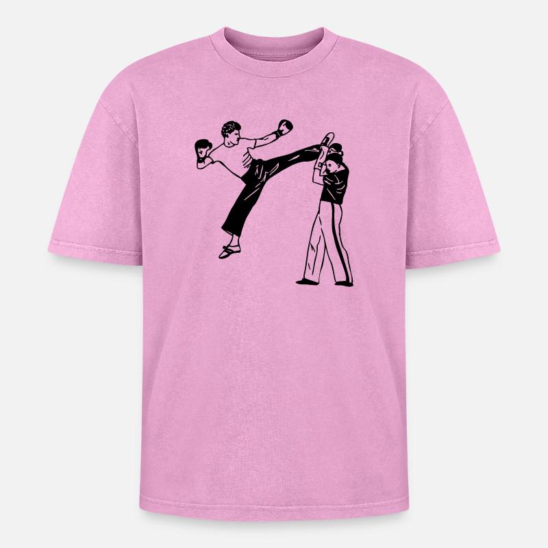 Kickboxen savate - Oversized Unisex Premium Acid-Washed T-Shirt - Pink Acid Wash