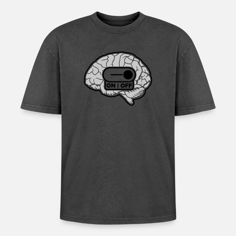 Turn off the brain switch - Oversized Unisex Premium Acid-Washed T-Shirt - undefined