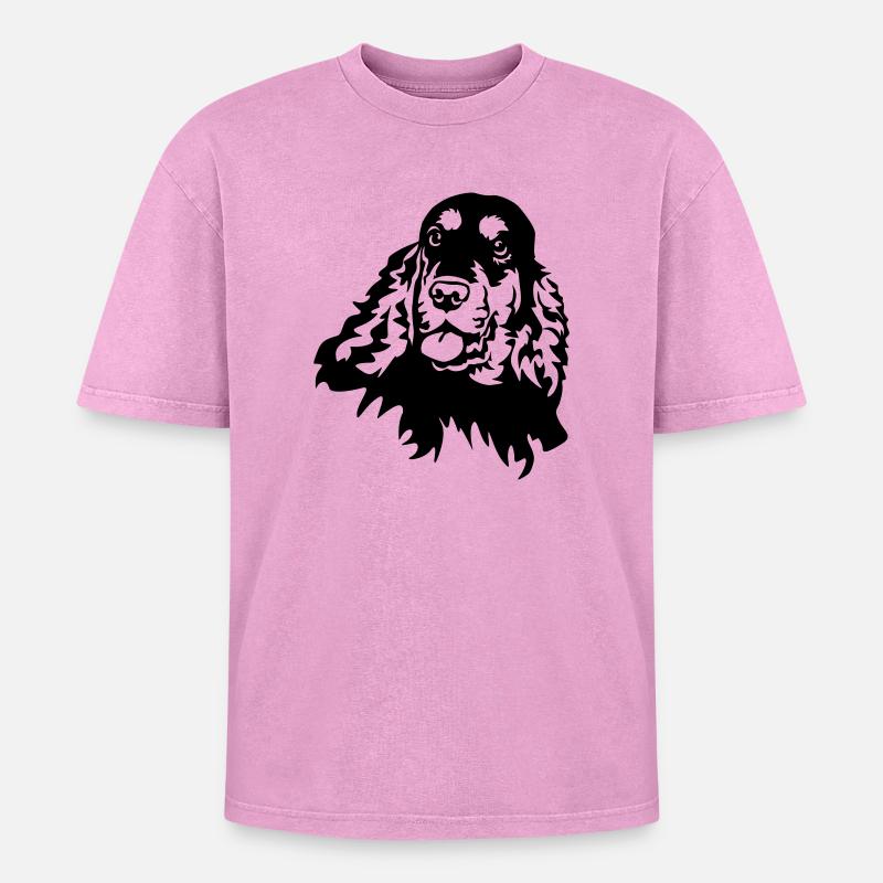Cocker Spaniel Head - T-shirt Premium unisexe oversize acid-washed - rose délavé acide
