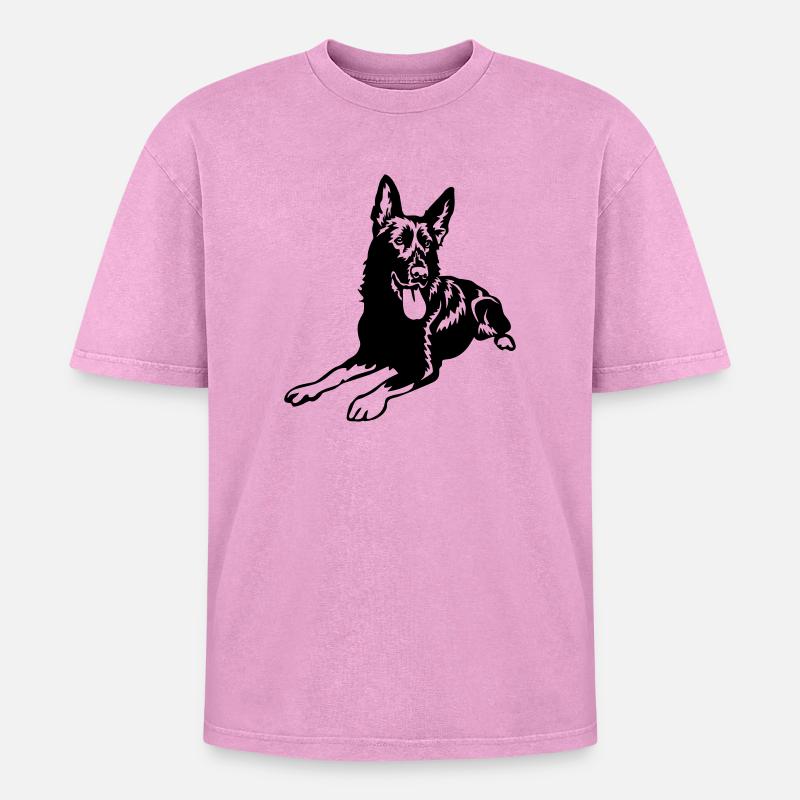 Deutscher Schäferhund - Oversized Unisex Premium Acid-Washed T-Shirt - Pink Acid Wash
